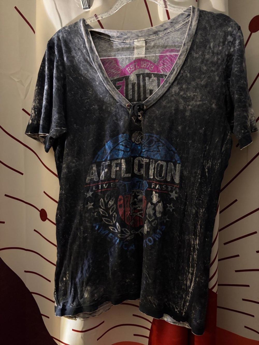 Affliction Black & Gray Marble Wash Short Sleeve Tee